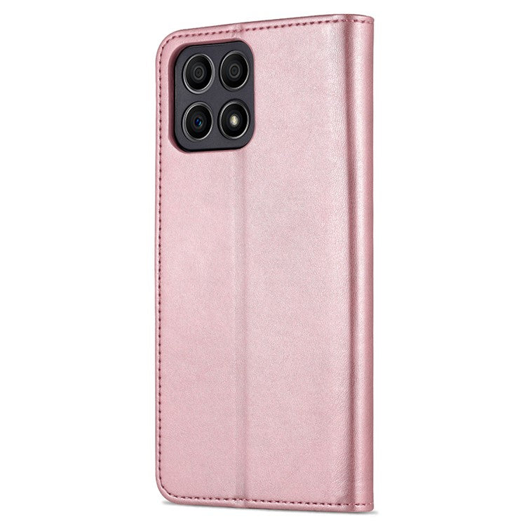 AZNS PU Leather Wallet Stand Anti-fall Shockproof Protective Phone Case Cover for Honor X30i - Rose Gold