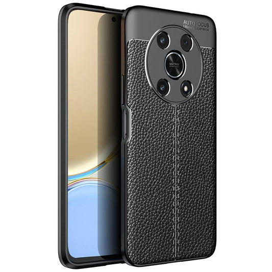 Slim Business Litchi Texture Flexible TPU Scratch-Resistant Drop Protection Cover for Honor X30/X9 5G/Magic 4 Lite 5G - Black