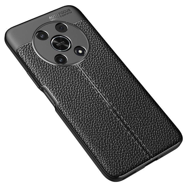 Slim Business Litchi Texture Flexible TPU Scratch-Resistant Drop Protection Cover for Honor X30/X9 5G/Magic 4 Lite 5G - Black