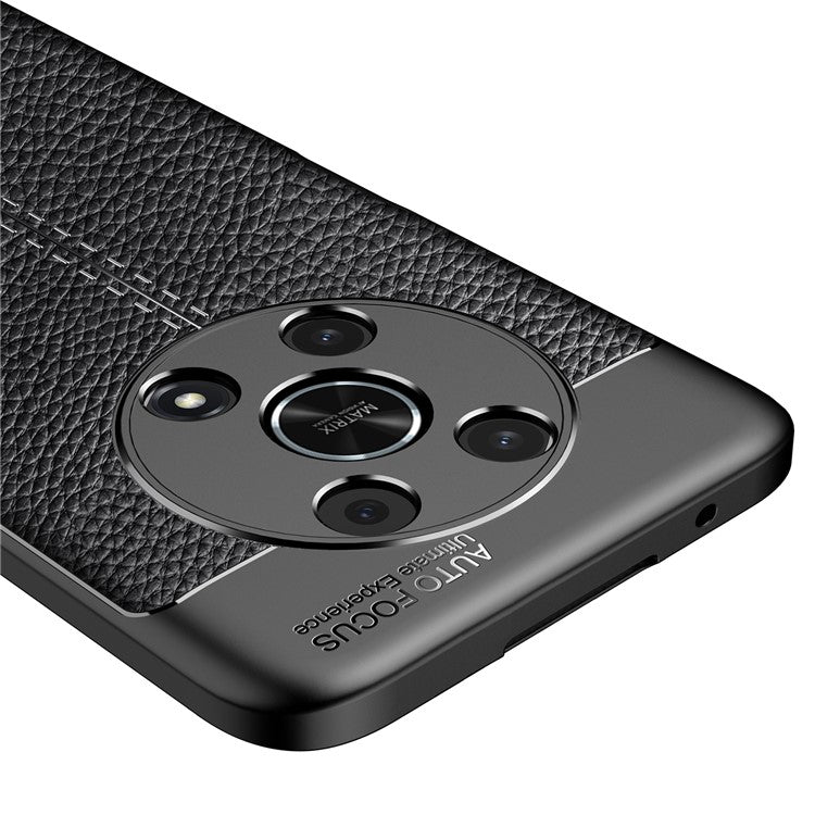 Slim Business Litchi Texture Flexible TPU Scratch-Resistant Drop Protection Cover for Honor X30/X9 5G/Magic 4 Lite 5G - Black