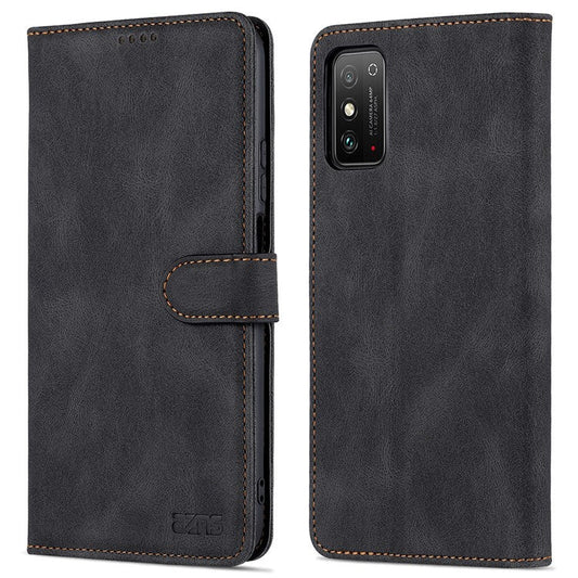 AZNS All-round Protection PU Leather Wallet Stand Shockproof Phone Case Cover for Honor X30 Max - Black
