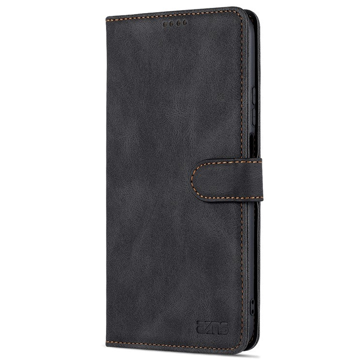AZNS All-round Protection PU Leather Wallet Stand Shockproof Phone Case Cover for Honor X30 Max - Black