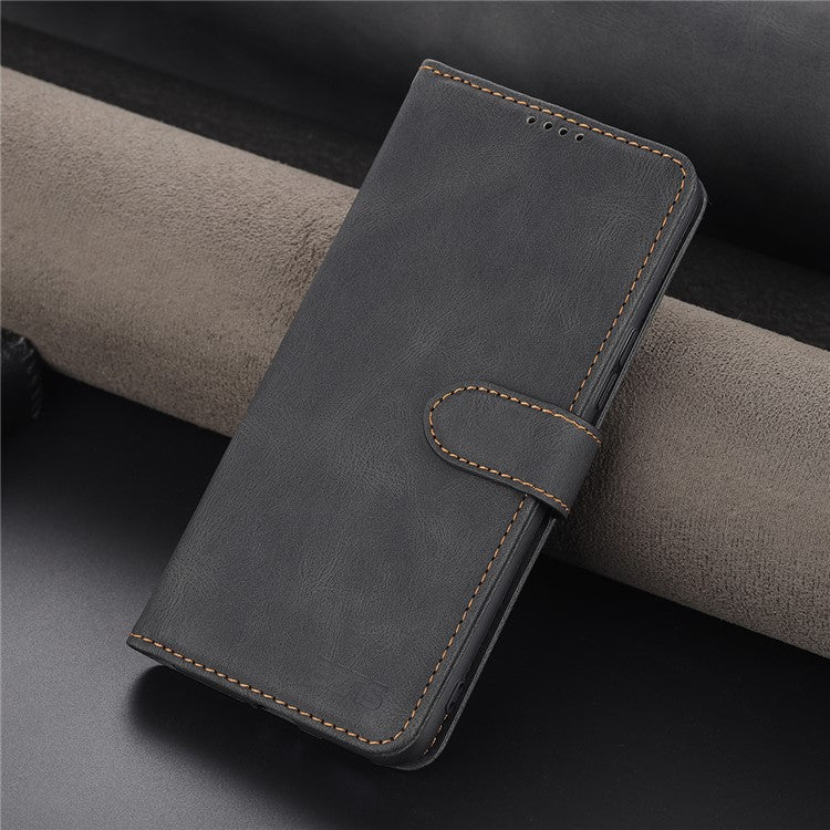 AZNS All-round Protection PU Leather Wallet Stand Shockproof Phone Case Cover for Honor X30 Max - Black