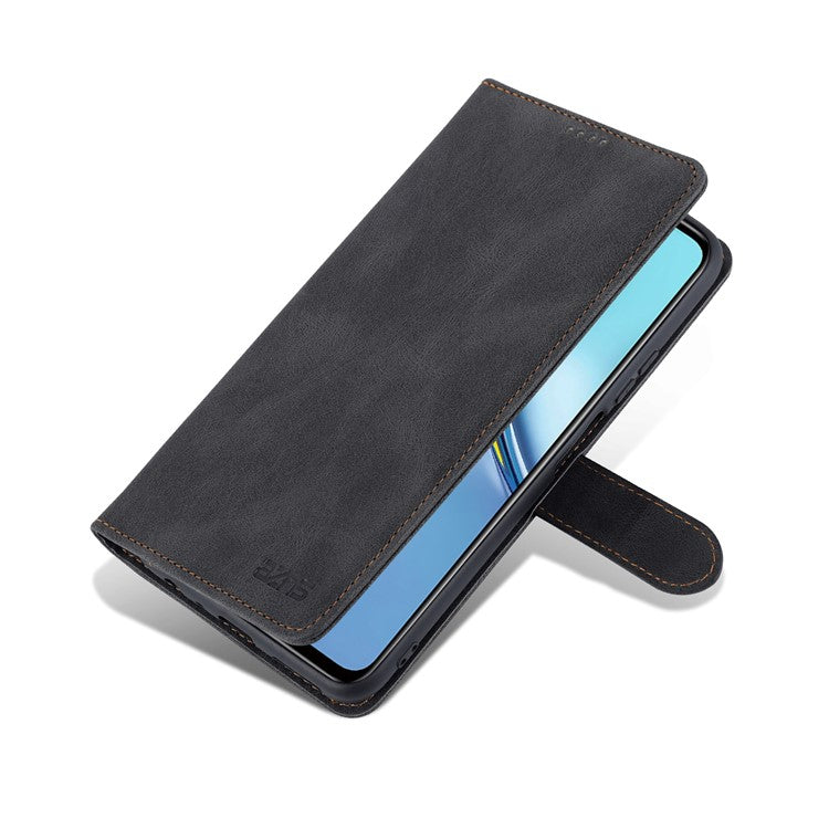 AZNS All-round Protection PU Leather Wallet Stand Shockproof Phone Case Cover for Honor X30 Max - Black