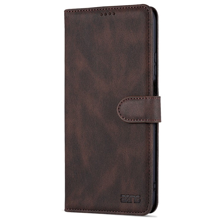 AZNS All-round Protection PU Leather Wallet Stand Shockproof Phone Case Cover for Honor X30 Max - Brown