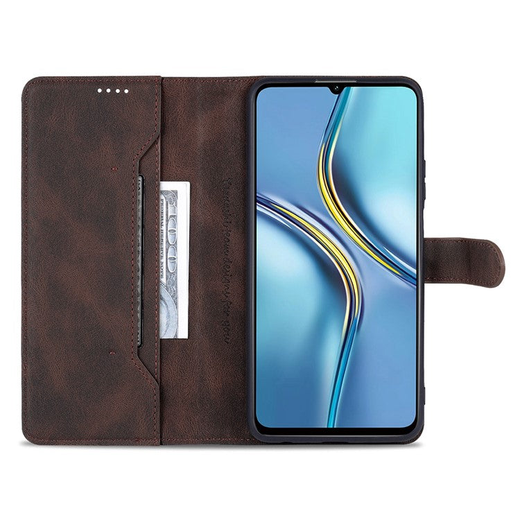 AZNS All-round Protection PU Leather Wallet Stand Shockproof Phone Case Cover for Honor X30 Max - Brown