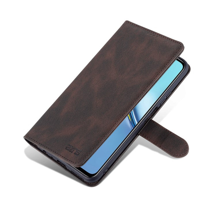 AZNS All-round Protection PU Leather Wallet Stand Shockproof Phone Case Cover for Honor X30 Max - Brown
