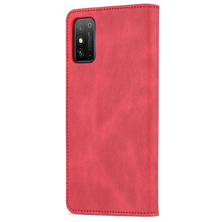 AZNS All-round Protection PU Leather Wallet Stand Shockproof Phone Case Cover for Honor X30 Max - Red