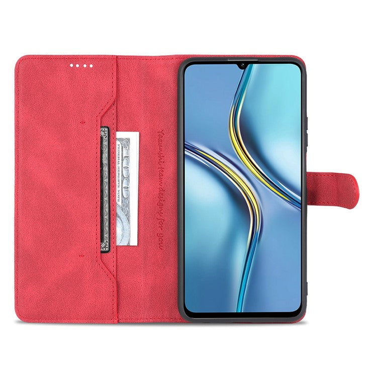 AZNS All-round Protection PU Leather Wallet Stand Shockproof Phone Case Cover for Honor X30 Max - Red