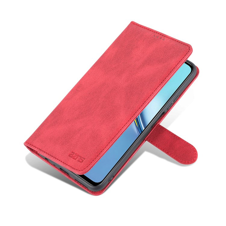 AZNS All-round Protection PU Leather Wallet Stand Shockproof Phone Case Cover for Honor X30 Max - Red