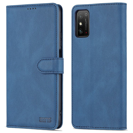 AZNS All-round Protection PU Leather Wallet Stand Shockproof Phone Case Cover for Honor X30 Max - Blue
