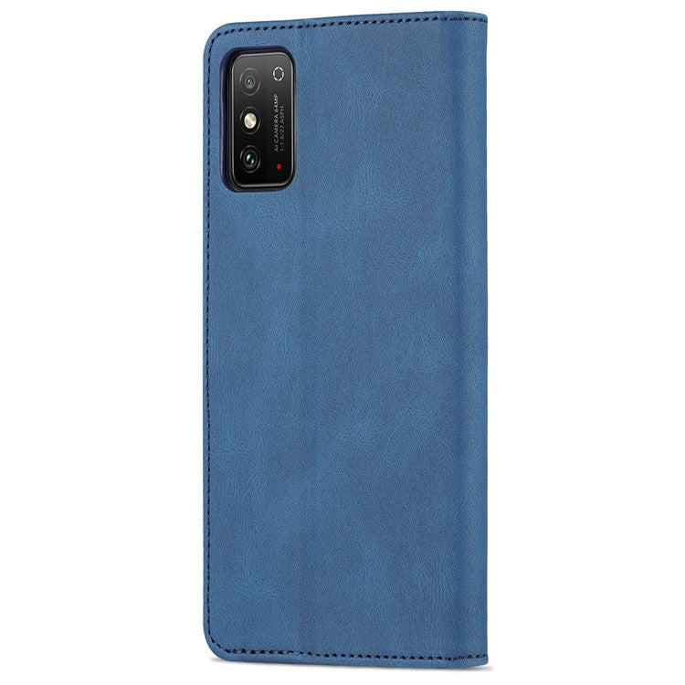 AZNS All-round Protection PU Leather Wallet Stand Shockproof Phone Case Cover for Honor X30 Max - Blue