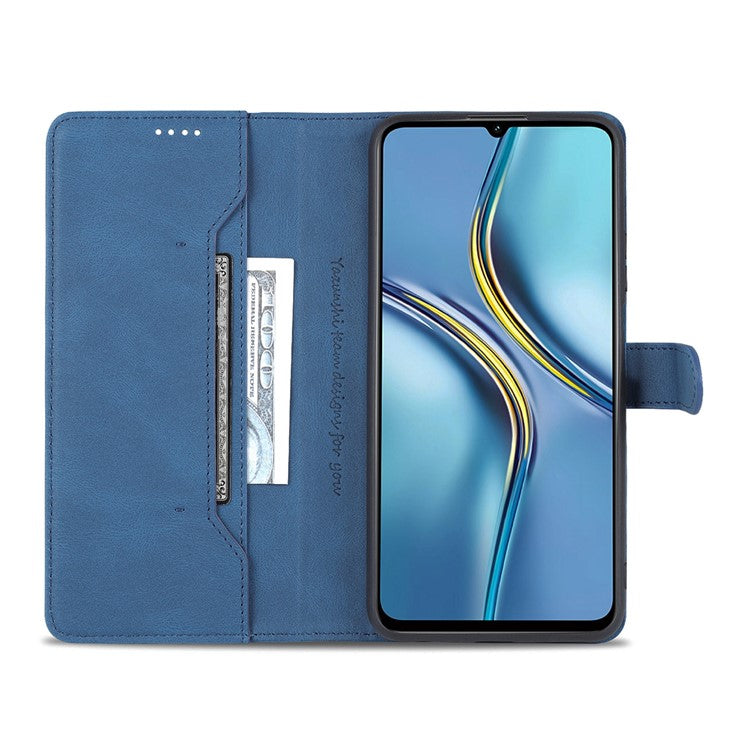 AZNS All-round Protection PU Leather Wallet Stand Shockproof Phone Case Cover for Honor X30 Max - Blue