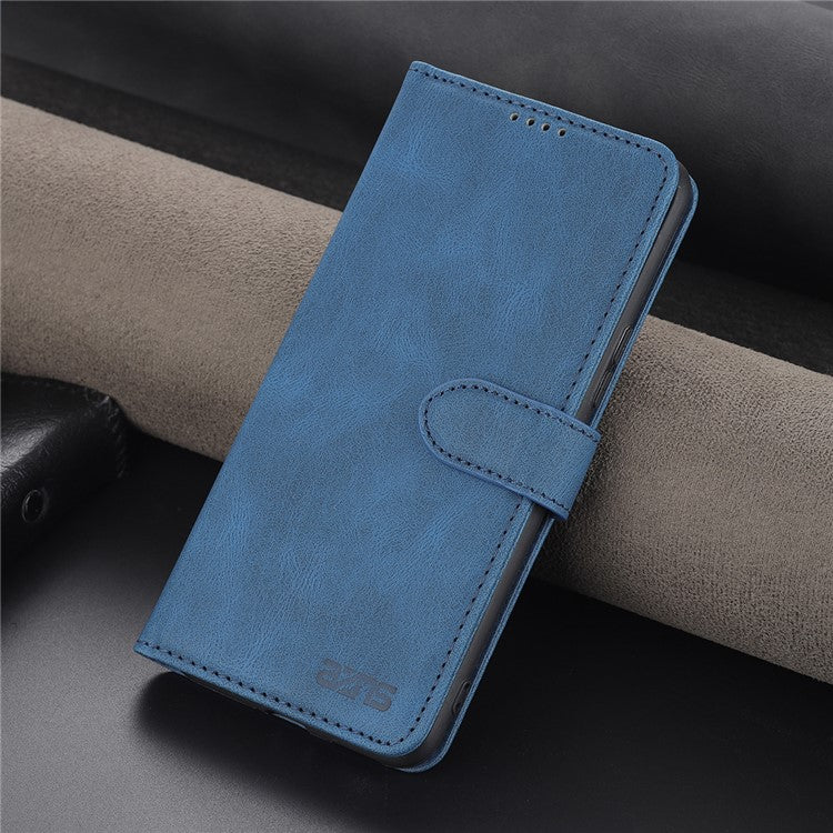 AZNS All-round Protection PU Leather Wallet Stand Shockproof Phone Case Cover for Honor X30 Max - Blue