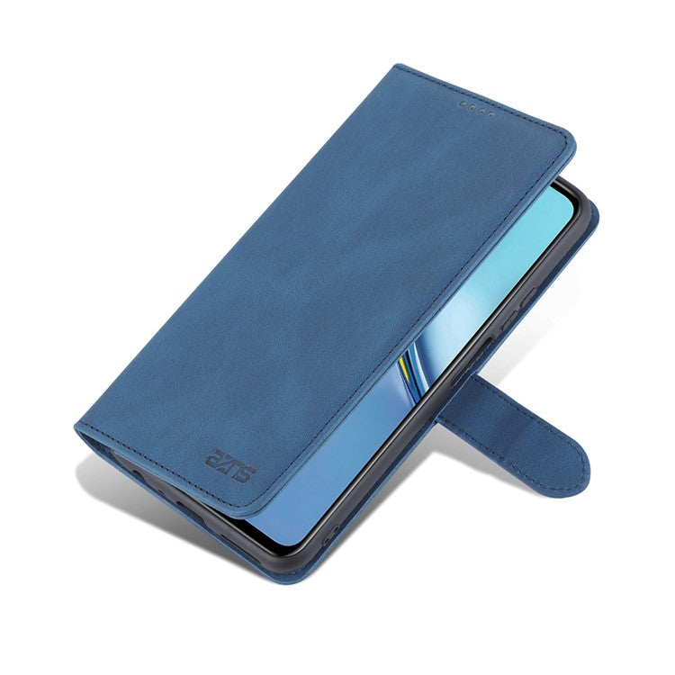 AZNS All-round Protection PU Leather Wallet Stand Shockproof Phone Case Cover for Honor X30 Max - Blue