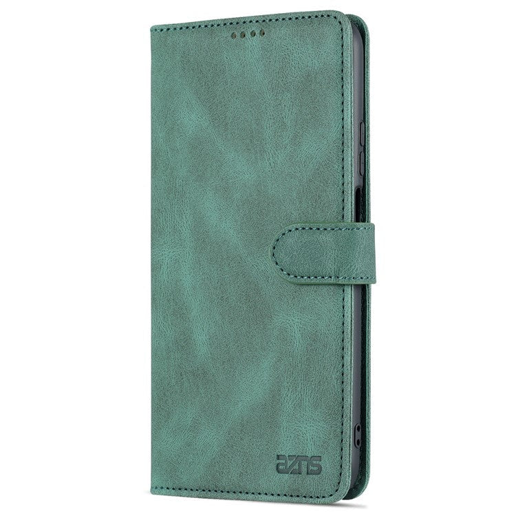 AZNS All-round Protection PU Leather Wallet Stand Shockproof Phone Case Cover for Honor X30 Max - Green