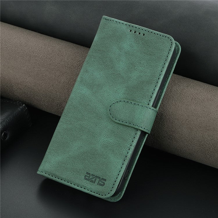 AZNS All-round Protection PU Leather Wallet Stand Shockproof Phone Case Cover for Honor X30 Max - Green