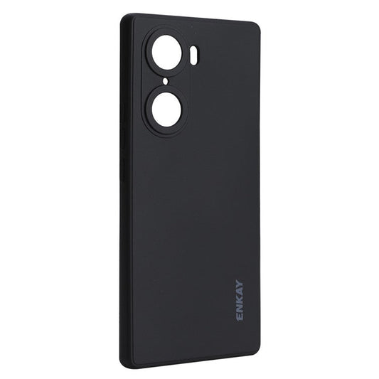 ENKAY HAT PRINCE Liquid Silicone Smartphone Shell Anti-Drop Shockproof Cellphone Bag Case Precise Cutout Hole Opening Phone Cover for Honor 60 - Black