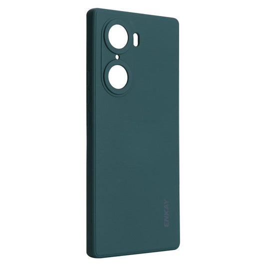 ENKAY HAT PRINCE Liquid Silicone Smartphone Shell Anti-Drop Shockproof Cellphone Bag Case Precise Cutout Hole Opening Phone Cover for Honor 60 - Blackish Green