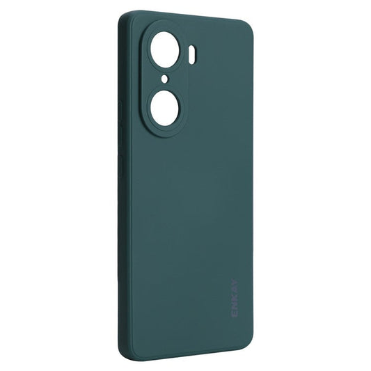 ENKAY HAT PRINCE Anti-Drop Shockproof Cellphone Bag Case Precise Cutout Hole Opening Liquid Silicone Phone Cover for Honor 60 Pro - Blackish Green