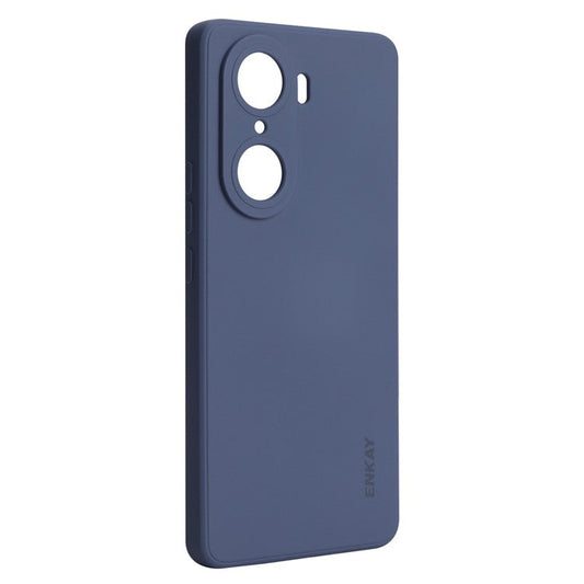 ENKAY HAT PRINCE Anti-Drop Shockproof Cellphone Bag Case Precise Cutout Hole Opening Liquid Silicone Phone Cover for Honor 60 Pro - Dark Blue