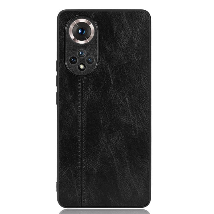 Stitching Line Lightweight Retro Textured PU Leather Coated PC + TPU Phone Cover Case for Honor 50 - Black