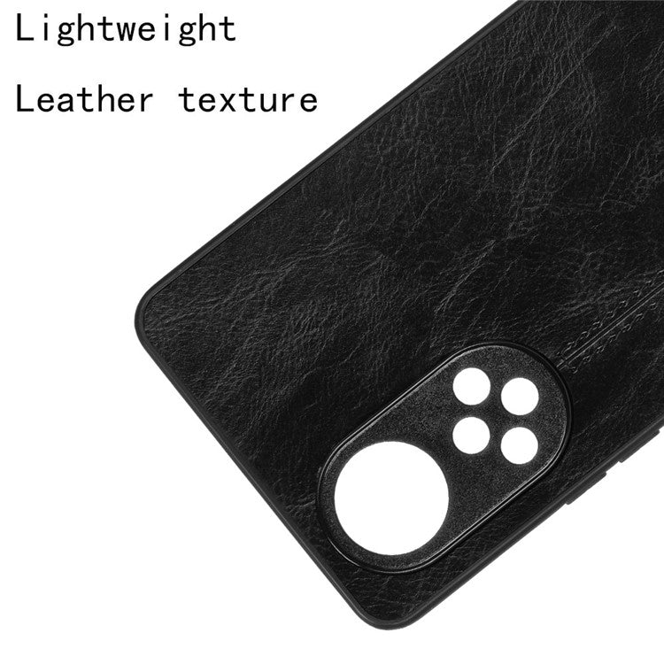 Stitching Line Lightweight Retro Textured PU Leather Coated PC + TPU Phone Cover Case for Honor 50 - Black