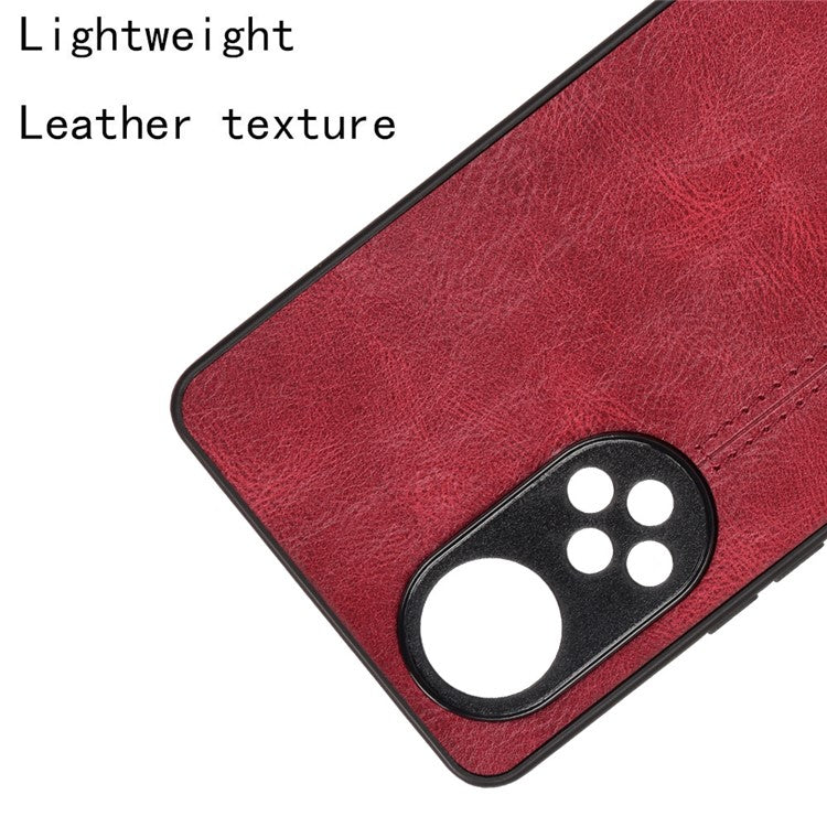 Stitching Line Lightweight Retro Textured PU Leather Coated PC + TPU Phone Cover Case for Honor 50 - Red