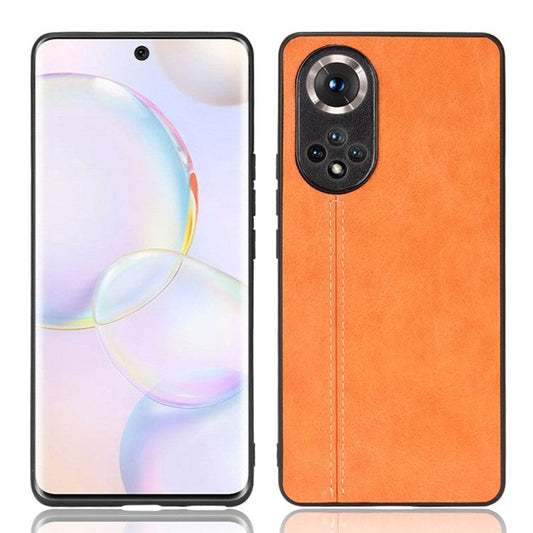 Stitching Line Lightweight Retro Textured PU Leather Coated PC + TPU Phone Cover Case for Honor 50 - Yellow