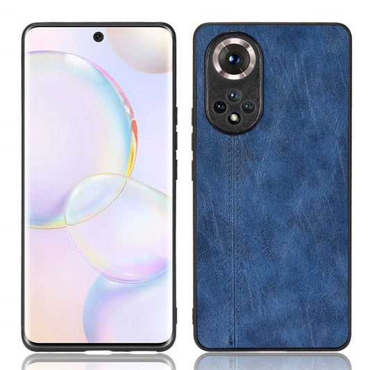 Stitching Line Lightweight Retro Textured PU Leather Coated PC + TPU Phone Cover Case for Honor 50 - Blue