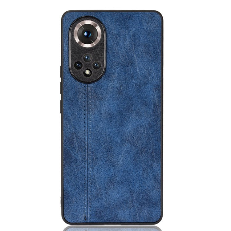 Stitching Line Lightweight Retro Textured PU Leather Coated PC + TPU Phone Cover Case for Honor 50 - Blue