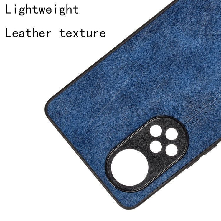 Stitching Line Lightweight Retro Textured PU Leather Coated PC + TPU Phone Cover Case for Honor 50 - Blue