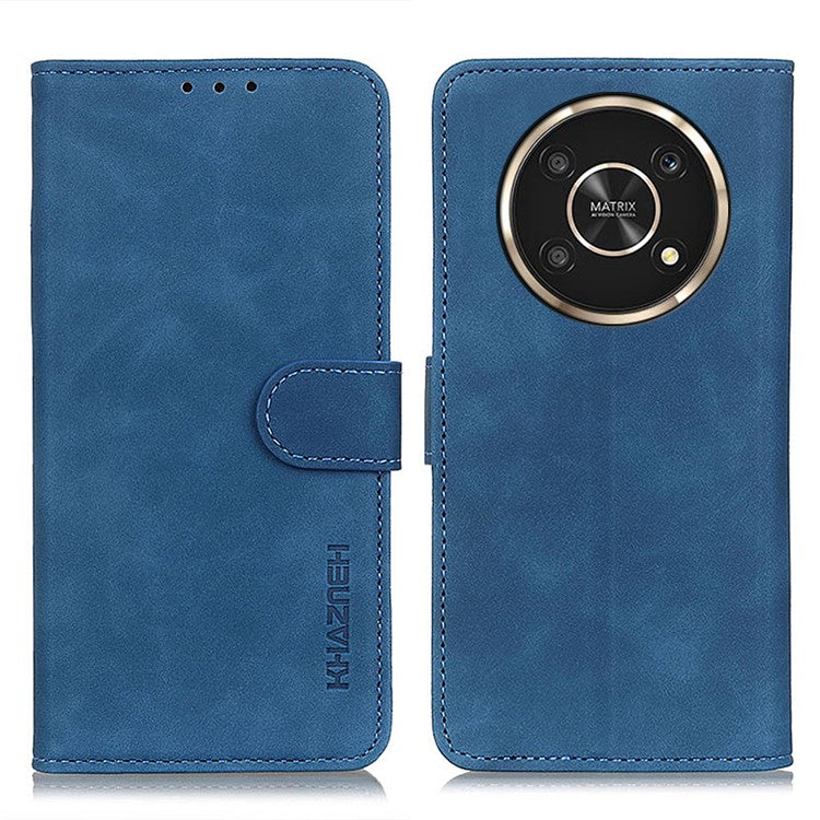 KHAZNEH Vintage PU Leather Case for Honor X30/X9 5G/Magic 4 Lite 5G, Magnetic Closure Wallet Stand Book Style Flip Phone Cover - Blue