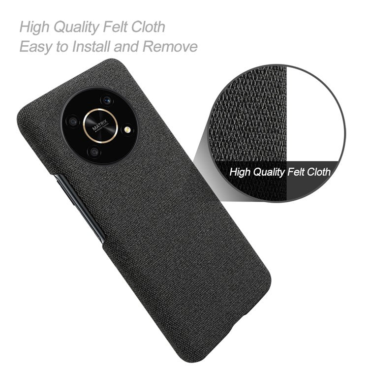 For Honor X30/X9 5G/Magic 4 Lite 5G Solid Color Cloth Coated Phone Case Incomplete Covering Hard PC Protective Cover - Black
