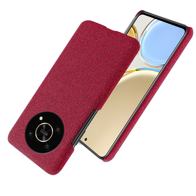 For Honor X30/X9 5G/Magic 4 Lite 5G Solid Color Cloth Coated Phone Case Incomplete Covering Hard PC Protective Cover - Red