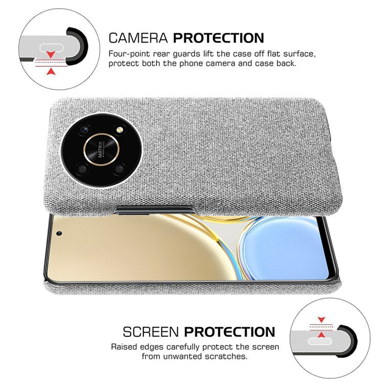 For Honor X30/X9 5G/Magic 4 Lite 5G Solid Color Cloth Coated Phone Case Incomplete Covering Hard PC Protective Cover - Light Grey