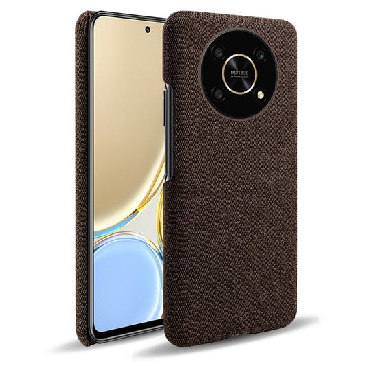 For Honor X30/X9 5G/Magic 4 Lite 5G Solid Color Cloth Coated Phone Case Incomplete Covering Hard PC Protective Cover - Brown