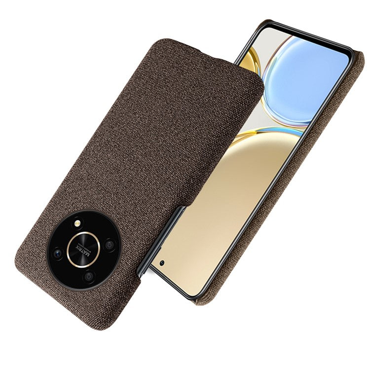 For Honor X30/X9 5G/Magic 4 Lite 5G Solid Color Cloth Coated Phone Case Incomplete Covering Hard PC Protective Cover - Brown