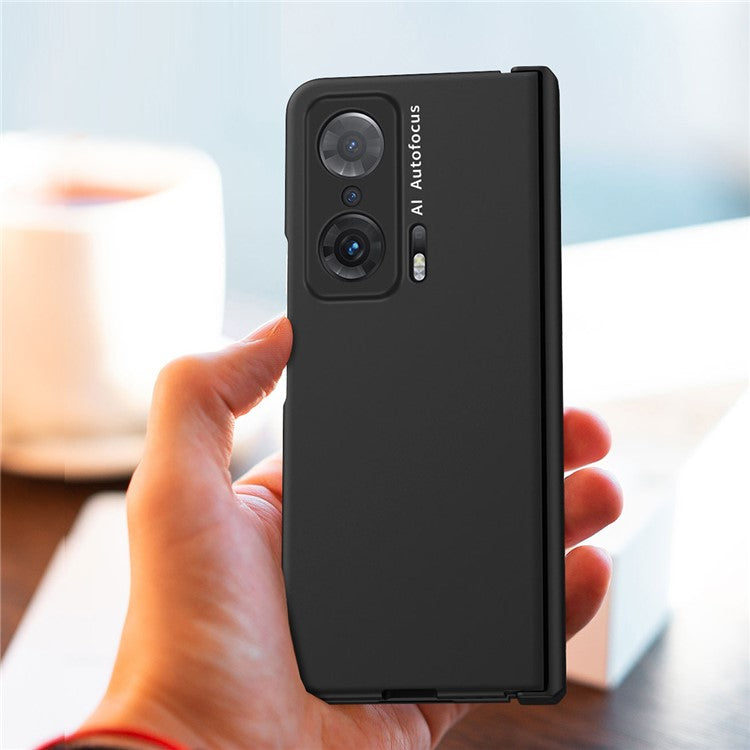 For Honor Magic V Hinge Design All-round Coverage Hard PC Folding Phone Case Cover with Glass Screen Protector - Black