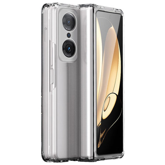For Honor Magic V Hinge Design All-round Coverage Hard PC Folding Phone Case Cover with Glass Screen Protector - Transparent
