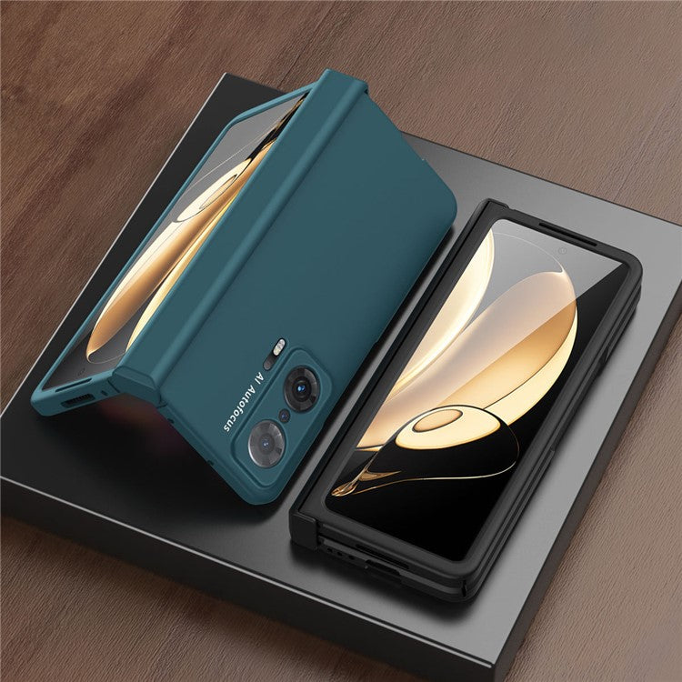 For Honor Magic V Hinge Design All-round Coverage Hard PC Folding Phone Case Cover with Glass Screen Protector - Transparent