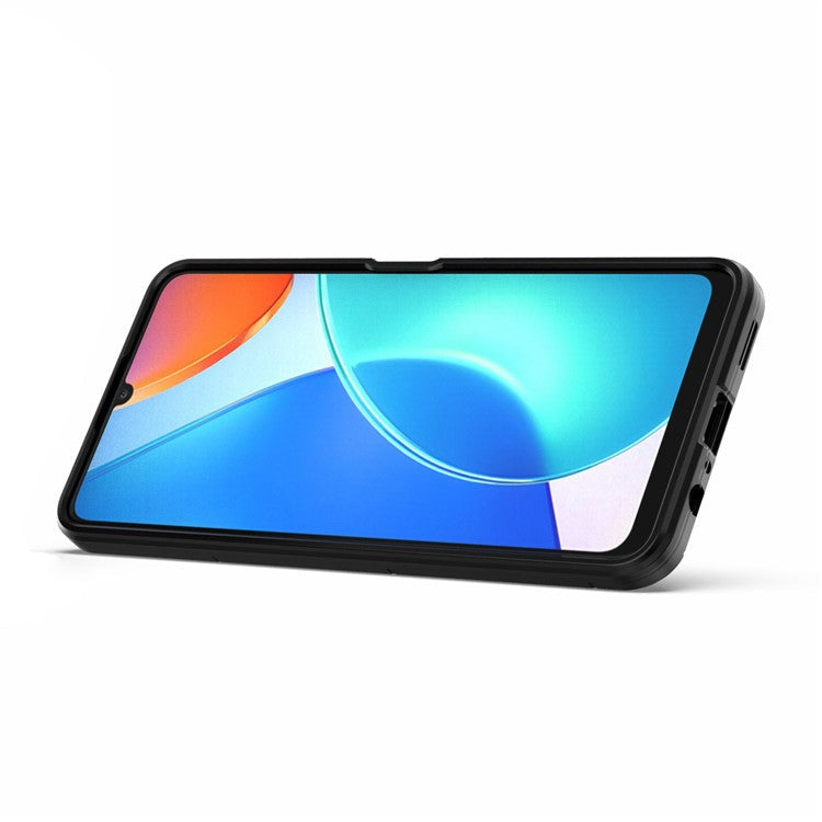 For Honor Play 30 Plus 5G / X7 4G Ring Kickstand Hard PC + Soft TPU Impact-resistant Phone Case - Black