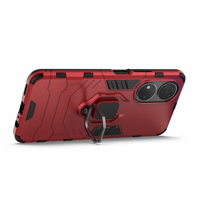For Honor Play 30 Plus 5G / X7 4G Ring Kickstand Hard PC + Soft TPU Impact-resistant Phone Case - Red