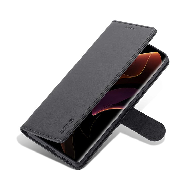 AZNS for Honor 60 Pro Dual-sided Magnetic Clasp Anti-drop PU Leather Wallet Stand Cell Phone Case Cover - Black