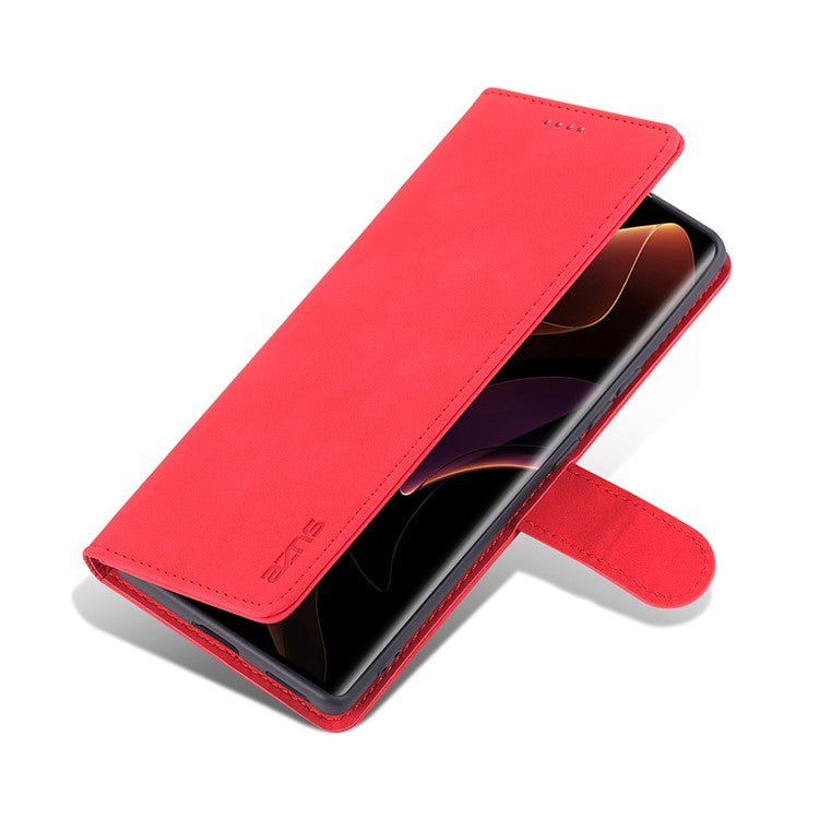 AZNS for Honor 60 Pro Dual-sided Magnetic Clasp Anti-drop PU Leather Wallet Stand Cell Phone Case Cover - Red