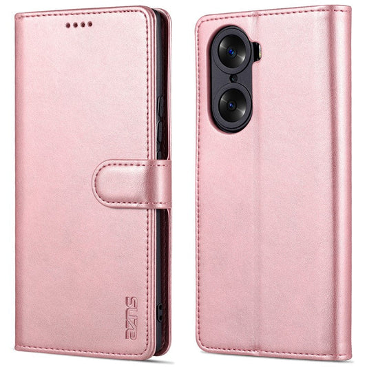 AZNS for Honor 60 Pro Dual-sided Magnetic Clasp Anti-drop PU Leather Wallet Stand Cell Phone Case Cover - Rose Gold