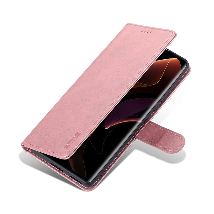 AZNS for Honor 60 Pro Dual-sided Magnetic Clasp Anti-drop PU Leather Wallet Stand Cell Phone Case Cover - Rose Gold