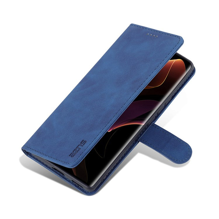 AZNS for Honor 60 Pro Dual-sided Magnetic Clasp Anti-drop PU Leather Wallet Stand Cell Phone Case Cover - Blue