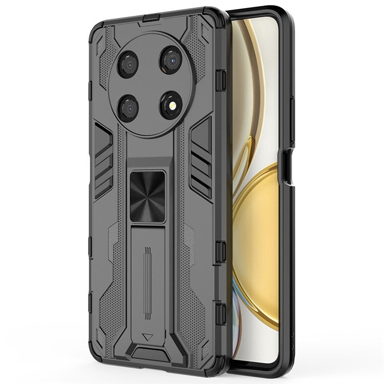 For Honor X30 / X9 5G / Magic 4 Lite 5G Shockproof Soft TPU Hard PC Mobile Phone Case Shell with Kickstand - Black