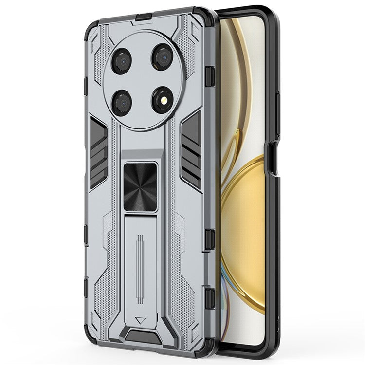 For Honor X30 / X9 5G / Magic 4 Lite 5G Shockproof Soft TPU Hard PC Mobile Phone Case Shell with Kickstand - Grey